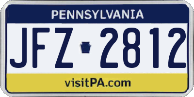 PA license plate JFZ2812