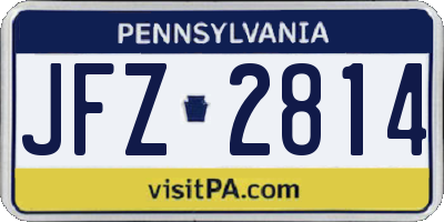 PA license plate JFZ2814