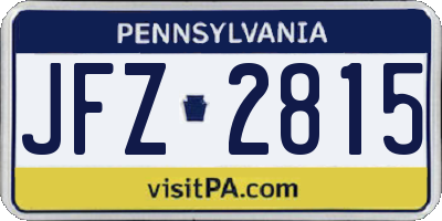 PA license plate JFZ2815