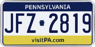 PA license plate JFZ2819