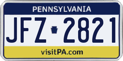 PA license plate JFZ2821