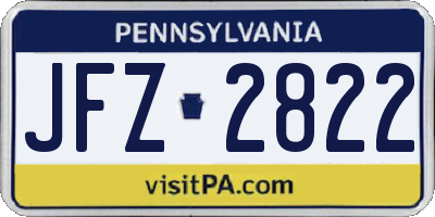 PA license plate JFZ2822