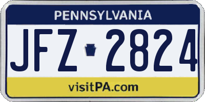 PA license plate JFZ2824