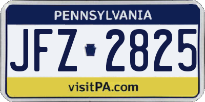 PA license plate JFZ2825