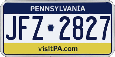 PA license plate JFZ2827