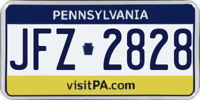 PA license plate JFZ2828