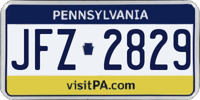 PA license plate JFZ2829