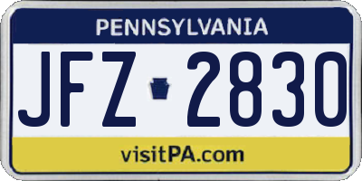 PA license plate JFZ2830