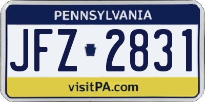 PA license plate JFZ2831