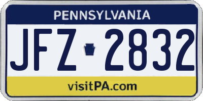PA license plate JFZ2832