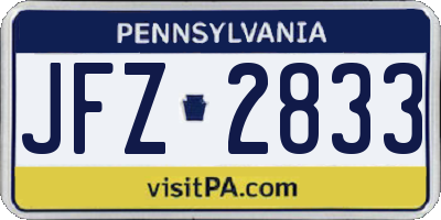 PA license plate JFZ2833