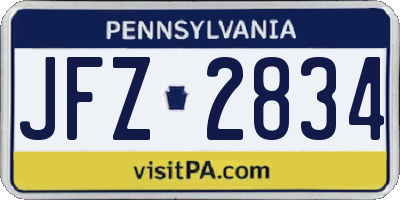 PA license plate JFZ2834