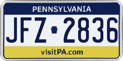 PA license plate JFZ2836