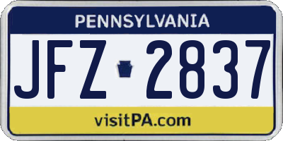 PA license plate JFZ2837