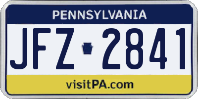 PA license plate JFZ2841