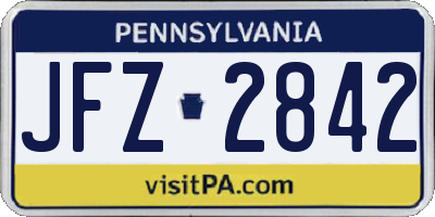 PA license plate JFZ2842