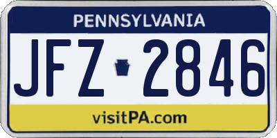 PA license plate JFZ2846