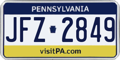 PA license plate JFZ2849