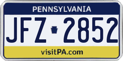 PA license plate JFZ2852