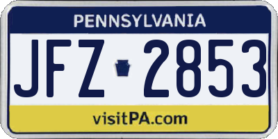 PA license plate JFZ2853
