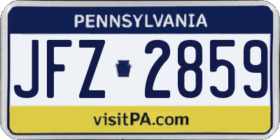 PA license plate JFZ2859