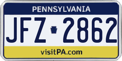 PA license plate JFZ2862