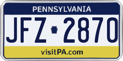 PA license plate JFZ2870