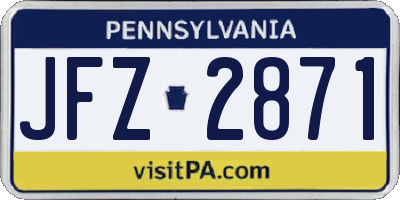 PA license plate JFZ2871