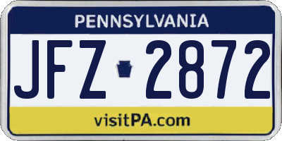 PA license plate JFZ2872