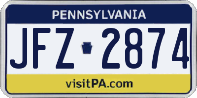 PA license plate JFZ2874