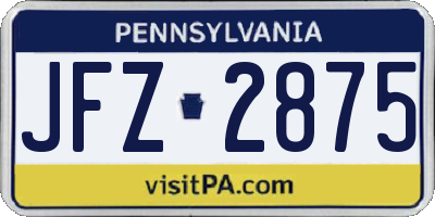 PA license plate JFZ2875