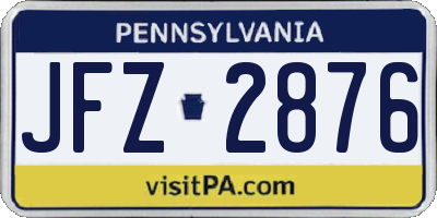 PA license plate JFZ2876