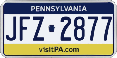 PA license plate JFZ2877