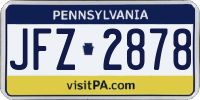 PA license plate JFZ2878