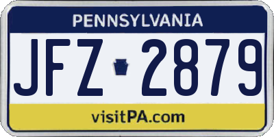 PA license plate JFZ2879