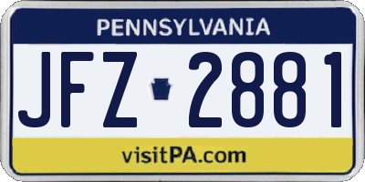 PA license plate JFZ2881