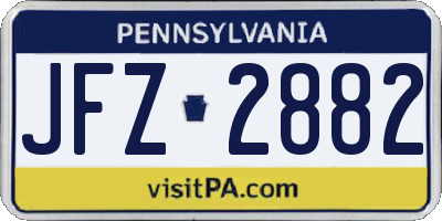 PA license plate JFZ2882