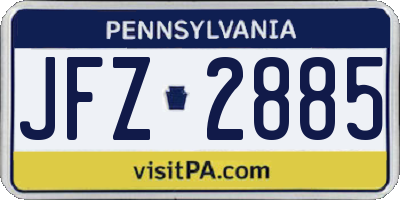 PA license plate JFZ2885