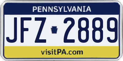 PA license plate JFZ2889