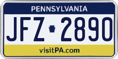 PA license plate JFZ2890