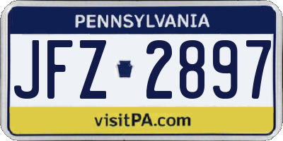PA license plate JFZ2897