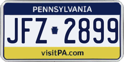 PA license plate JFZ2899
