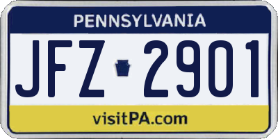 PA license plate JFZ2901