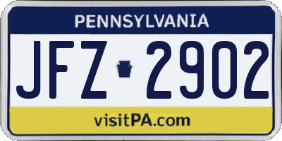 PA license plate JFZ2902