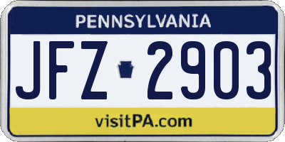 PA license plate JFZ2903