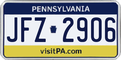 PA license plate JFZ2906