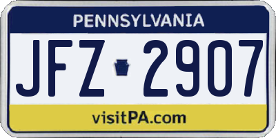 PA license plate JFZ2907
