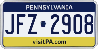 PA license plate JFZ2908