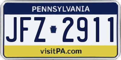 PA license plate JFZ2911
