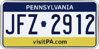 PA license plate JFZ2912
